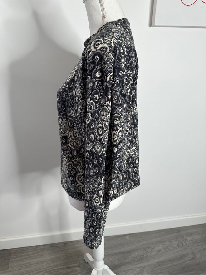 Pull à fleurs noir gris et crème T38 M - photo numéro 3