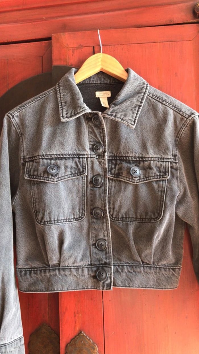 Pull&Bear veste en jean taille xs gris anthracite - photo numéro 2