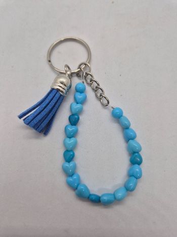 Porte clé cœurs bleu