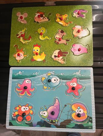 Lot de 2 puzzles en bois à encastrer 1er âge