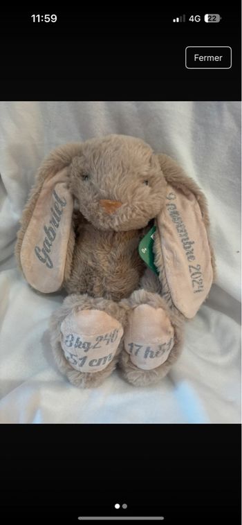 Lapin peluche personnalisé
