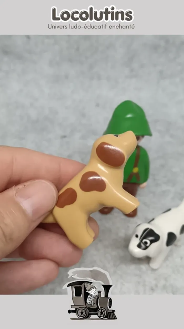 🚂 Playmobil 1 2 3 fermier figurine deux chiens - photo numéro 3
