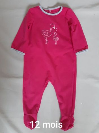 pyjama coton fuchsia fille - canard - Natalys - 12 mois
