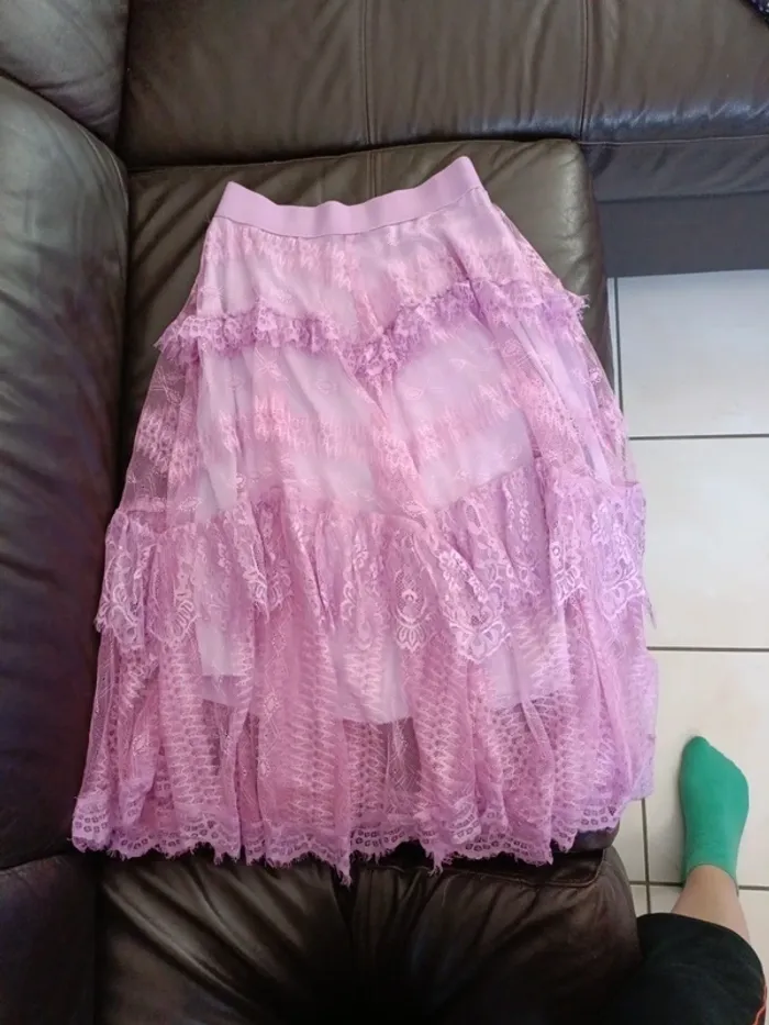 Magnifique jupe longue mauve lilas Joliot&co s m - photo numéro 3