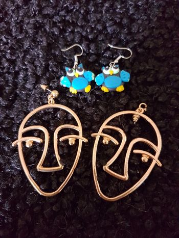 Lot de 2 paires de boucles d'oreilles humoristiques