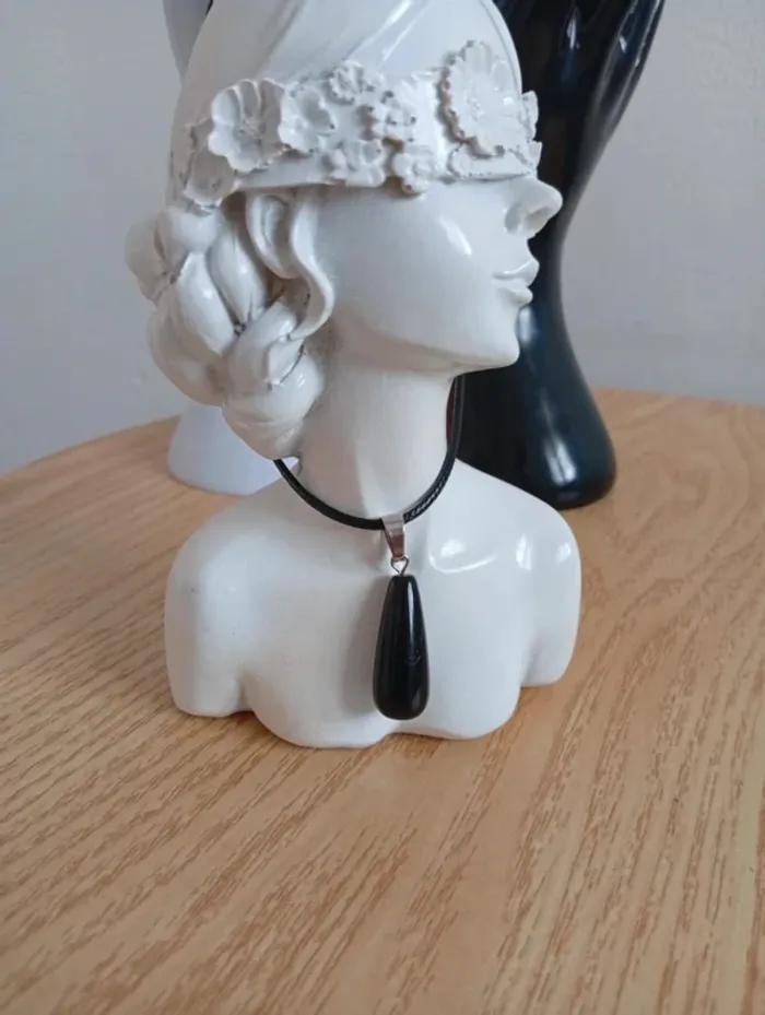 Solde 💝 Idée cadeau collier en pierres naturelles onyx noir Lithothérapie