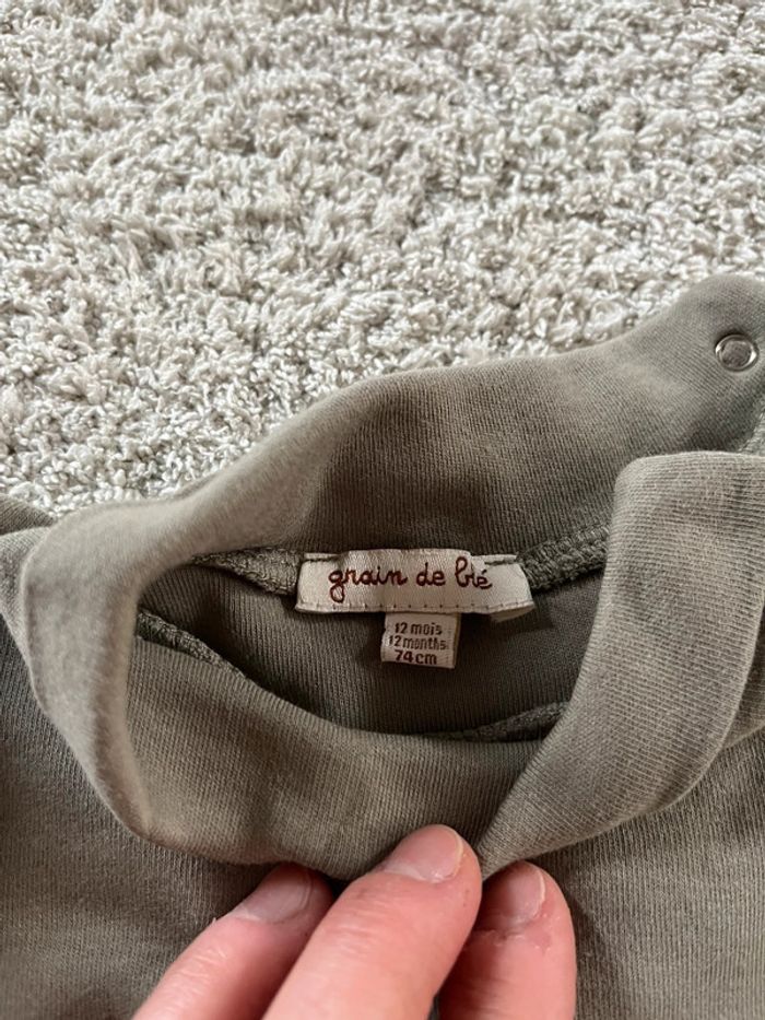 Sous pull vert kaki « Rapide comme l’éclair » Grain de blé 12 mois - photo numéro 3