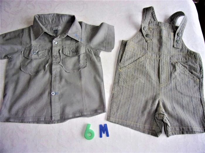 Ensemble Short salopette + Chemise - 6 mois