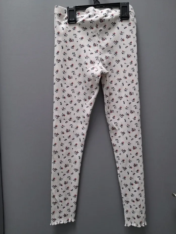Legging blanc à fleurs - 10 ans