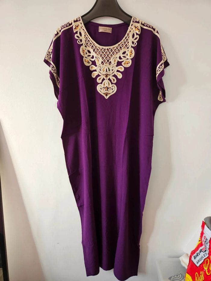 Djellaba femme violet et doré taille XXXL Neuf