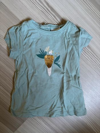 T-shirt mc TAO neuf 9 mois vert oiseau doré