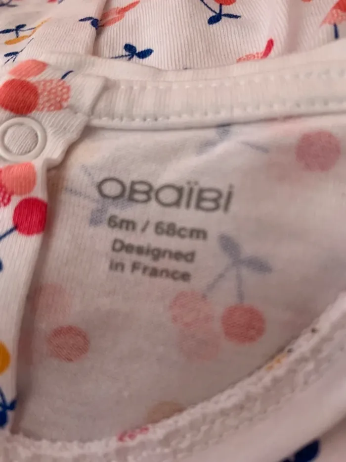 T-shirt Obaïbi motifs cerises – 6 mois - photo numéro 4