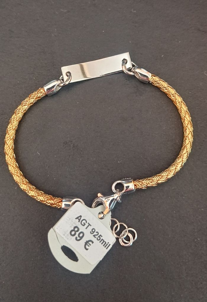 VALENZI, bracelet enfant, Argent doré 925 et plaque. Neuf. - photo numéro 3