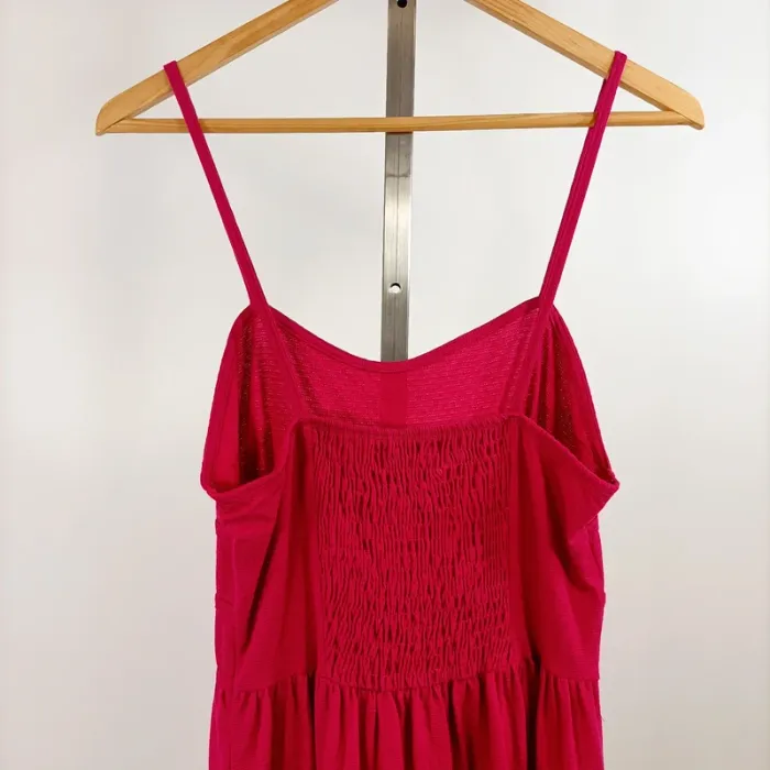 Robe cerise CIT Atelier taille 38 smocks dos 100 % coton bretelles fines été A1342 - photo numéro 5