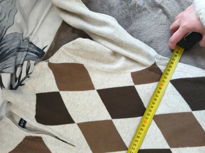Pull IZOD homme col zippé | Motif losanges (argyle) | 100% coton | Taille M | Très bon état - photo numéro 5