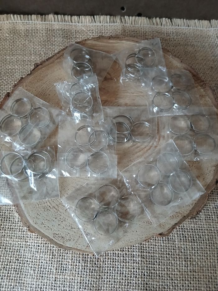 Lot de 44 socles de bague réglable argenté