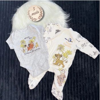 Pyjama en coton + body manche courte taille 3 mois