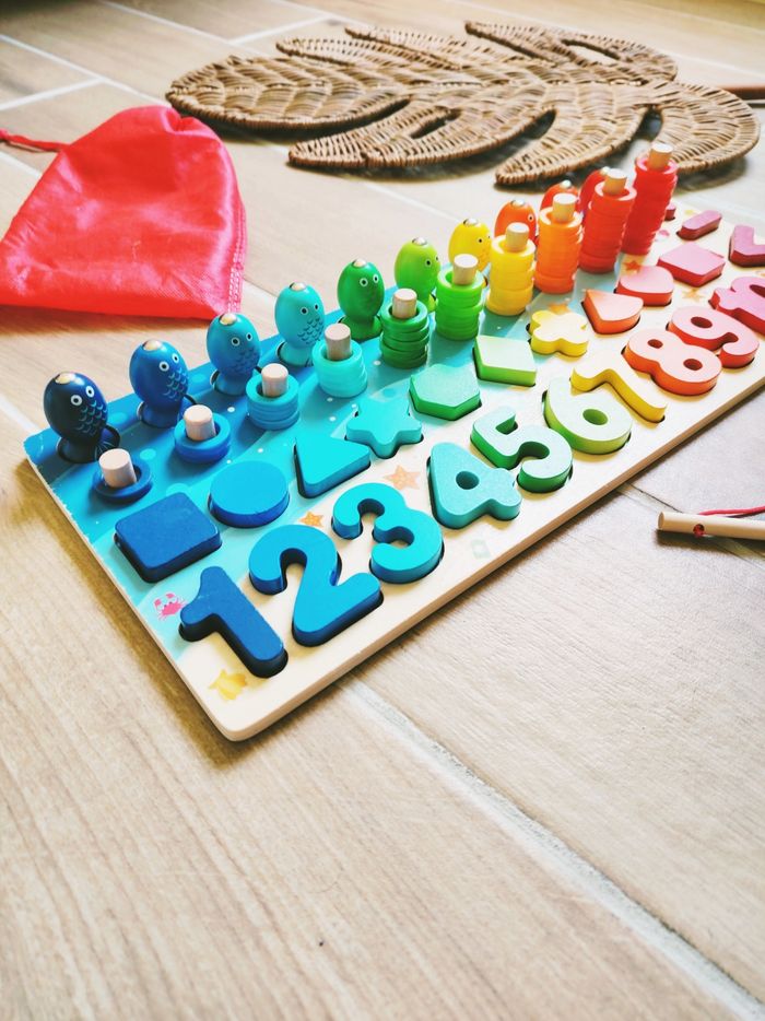 🧮Grande planche de calculs et pêche à la ligne 5 en 1 Montessori en bois - photo numéro 2