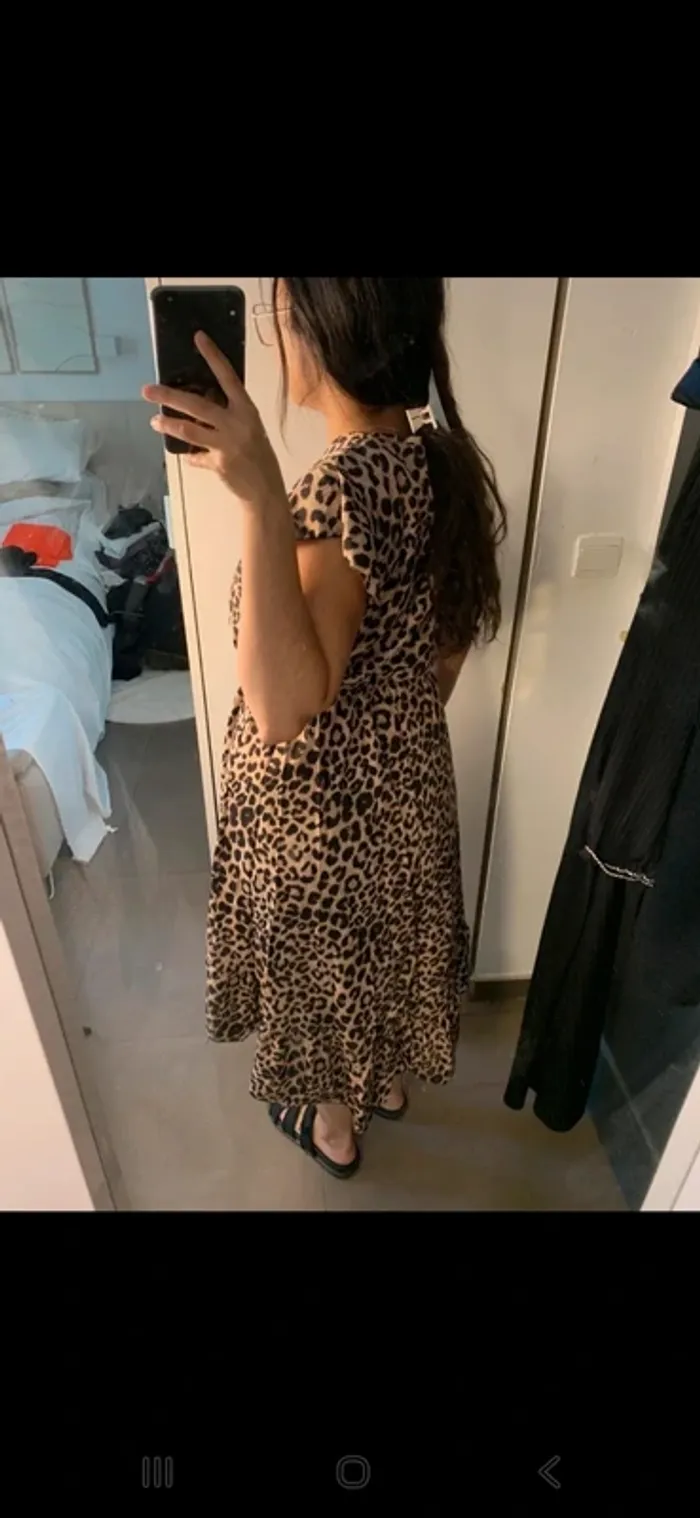 Robe Midi Fluide Imprimé Léopard - Taille Unique - photo numéro 4