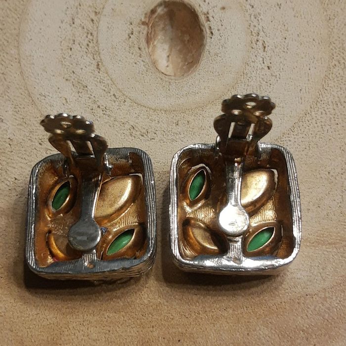 Boucles d’oreilles carrées vintage véritable à clips - photo numéro 6