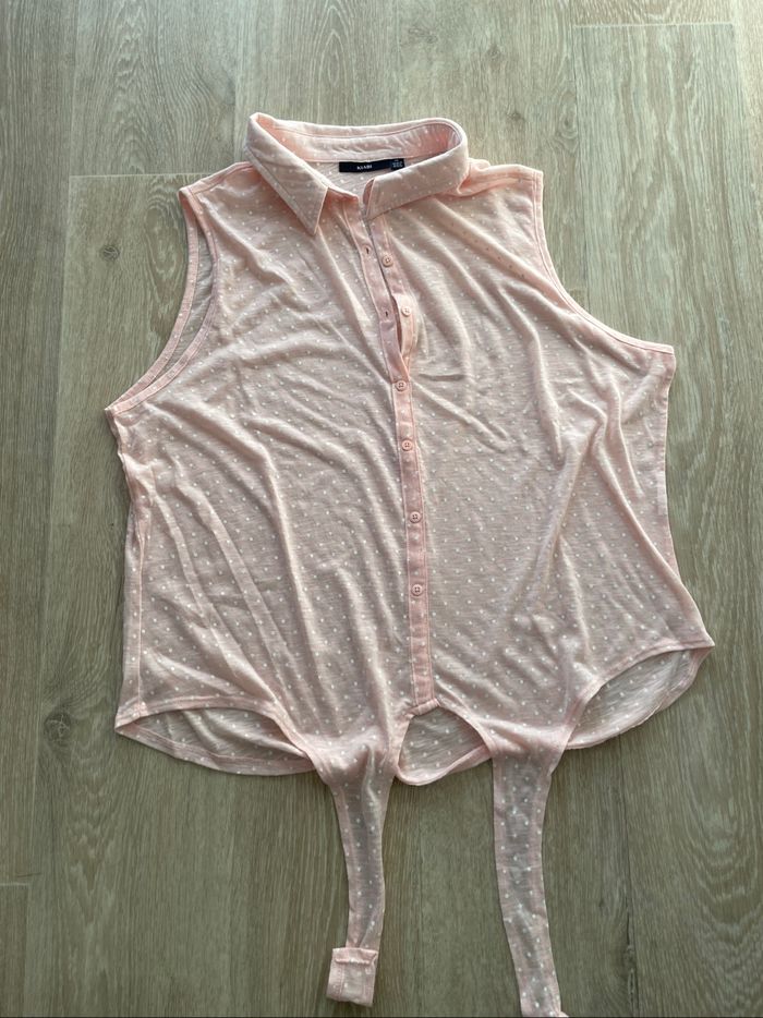 Blouse rose pale à petits pois taille XL neuf