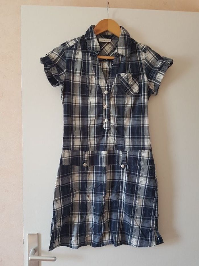 Robe carreaux bleus et blanc 38 cache cache