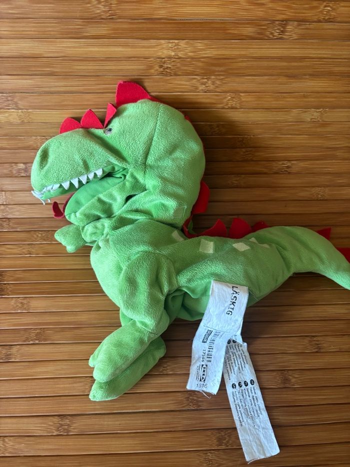 Doudou marionnette dragon vert rouge IKEA - photo numéro 3