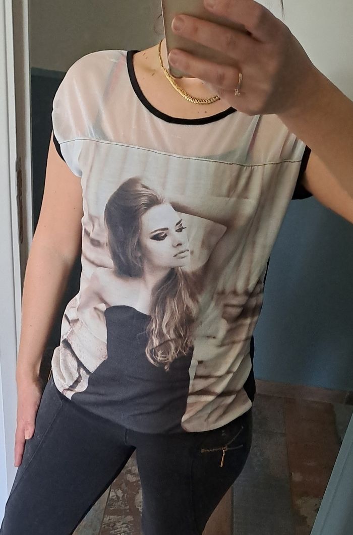 Tee shirt manches courtes femmes noir et beige taille S Made In Italy - photo numéro 2