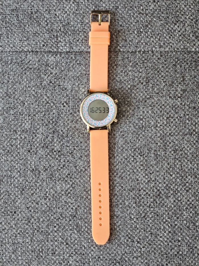 Montre digitale femme enfant PR-20-00670 silicone orange LCD podomètre silicone pile neuve chronomèt - photo numéro 8
