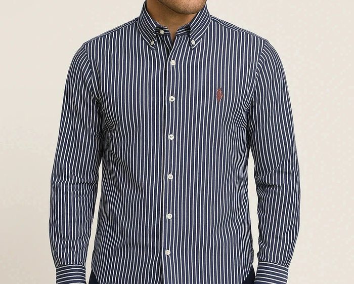 Chemise Ralph Lauren rayée bleu marine – Taille S