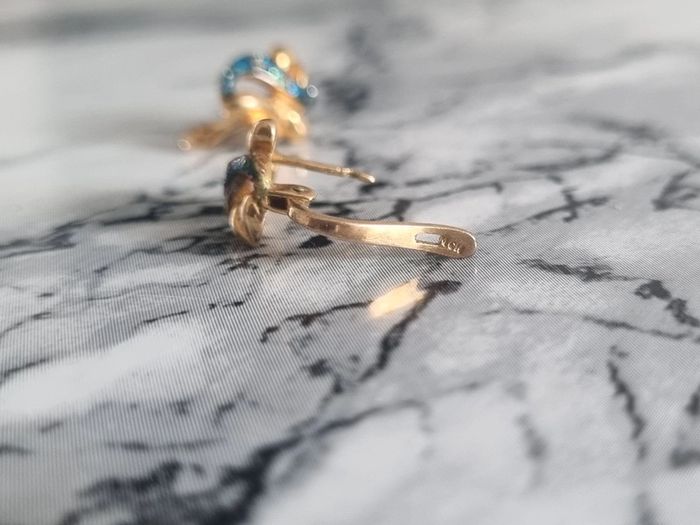 Paire de boucle d'oreille doré et turquoise - photo numéro 7