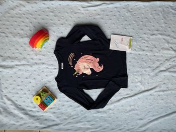 teeshirt manches longues marine dessin licorne rose devant 12 ans gémo