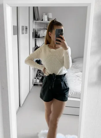 Gros pull en maille blanc cassé