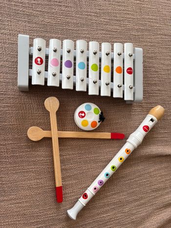 Lot d’instruments de musique en bois Janod