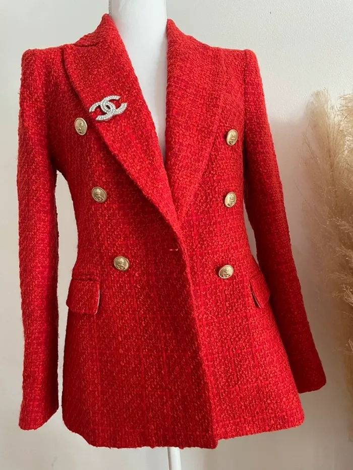 Zara Veste blazer tailleur tweed à boutonnage croisé taille XS - photo numéro 4