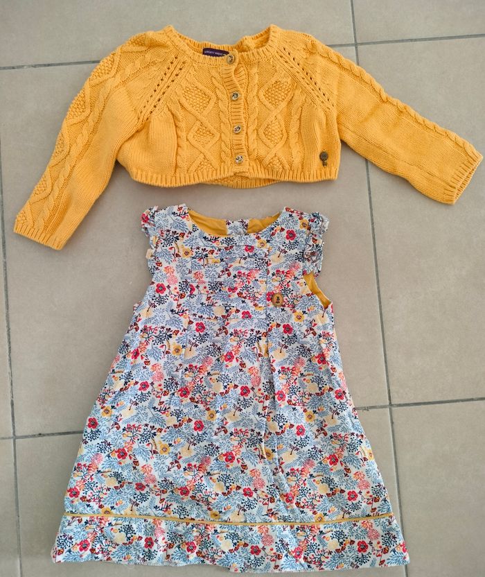 Ensemble gilet et robe 80 cm