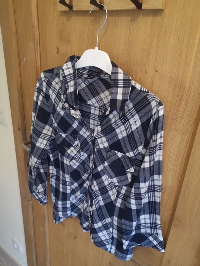 Chemise à carreaux en bleu marine, gris et blanc 36 - photo numéro 3