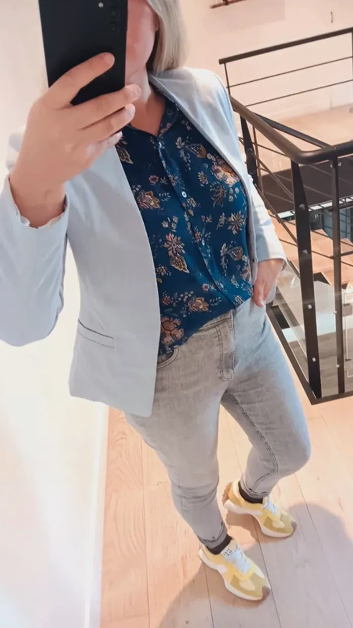 Veste bleu clair chiné - photo numéro 3