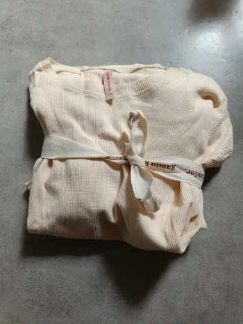 Set femme Gamin Gamine S/M tee shirt pantalon gaufré beige