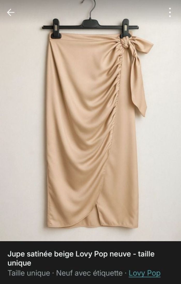 Jupe satinée beige Lovy Pop neuve - taille unique