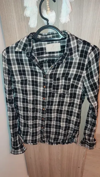 Chemise femme manches longues noire et blanche