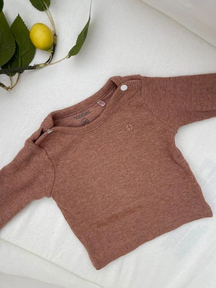 T-shirt Noppies bébé unisexe côtelé taille 50 cm comme neuf - photo numéro 2