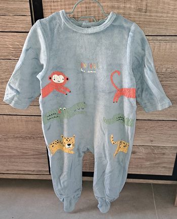 Pyjama velours bleu Mots d'enfants en 6 mois