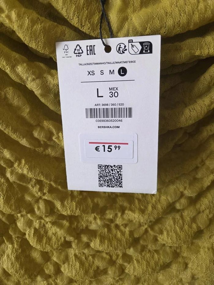 t-shirt Bershka moutarde et transparence taille L - photo numéro 6