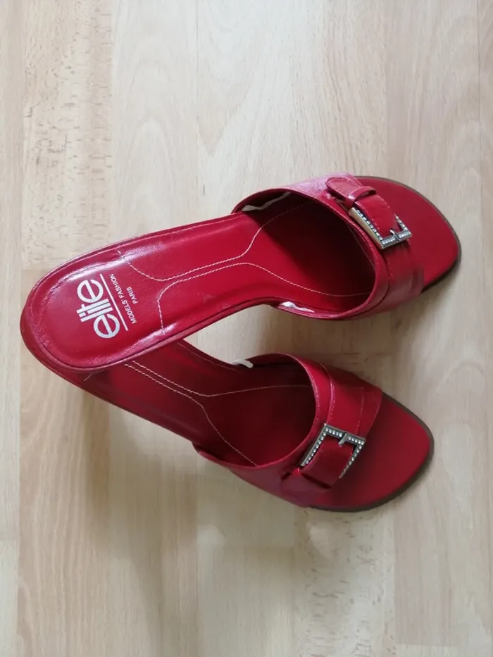 Sandales cuir rouge 40 pieds fins - photo numéro 3