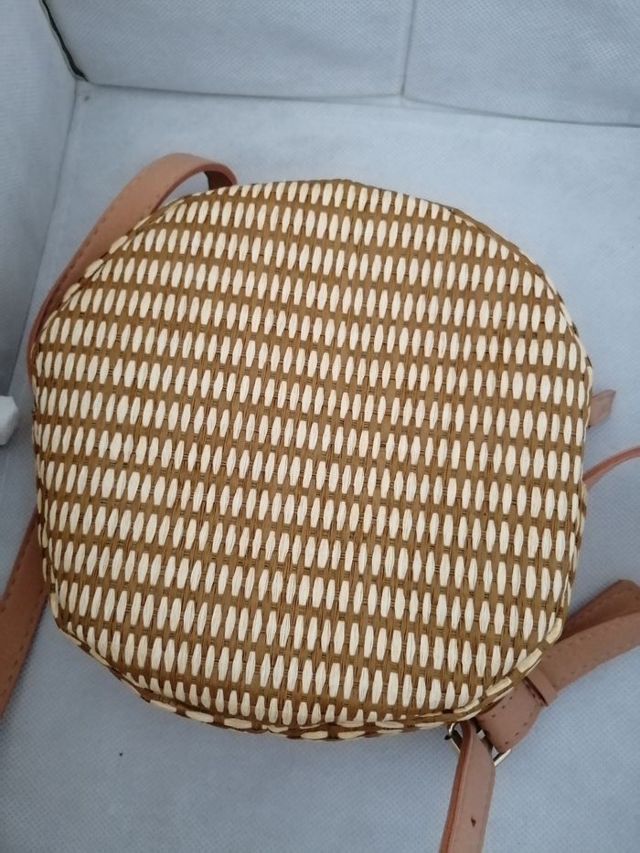 Sac bandoulière rond en osier crème et camel My Little Box neuf - photo numéro 5