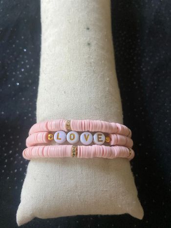Lot bracelets heishi love rose