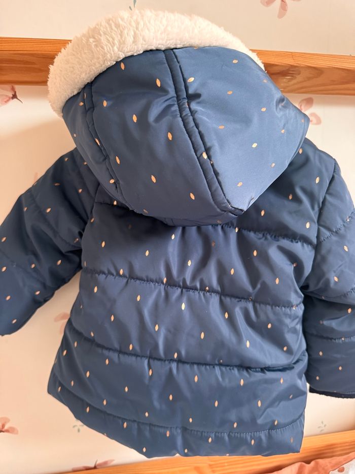 Manteau / doudoune chaud imperméable doublure polaire bébé fille avec noeuds et pois - photo numéro 3