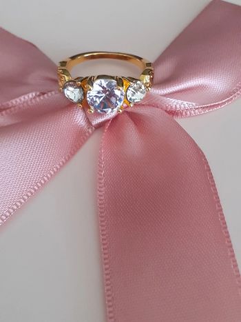 Bague acier dorée zircon blanc brillant taille 58