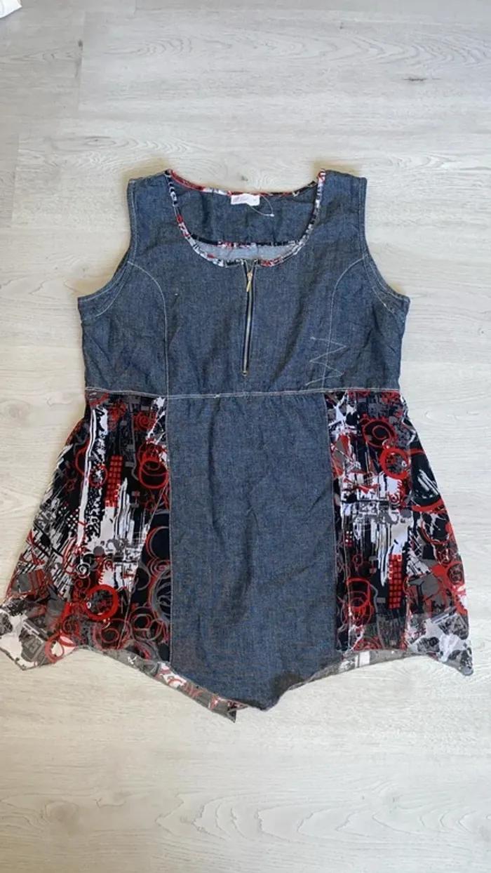 Tunique débardeur bi matière Gémo taille 48 Tbe